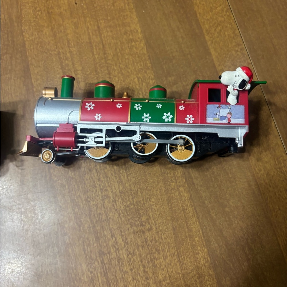 Snoopy Christmas Train Toy - Red, Green, Silver